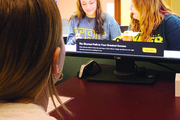 female student on computer