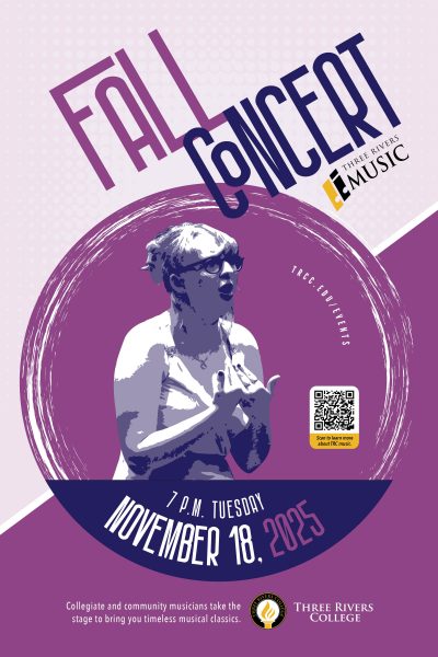 music poster with purple theme featuring girl singing