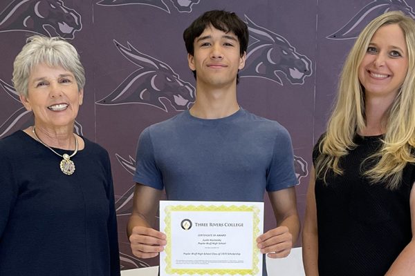 Three Rivers College awards Poplar Bluff High School Class of 1973 Scholarship to Justin Kozlovky