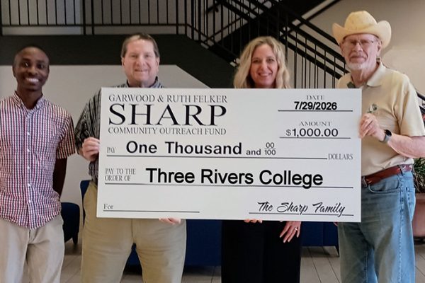 Three Rivers College receives annual grant from The Garwood & Ruth Felker Sharp Community Outreach Fund