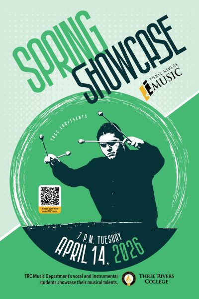 music poster with a green theme featuring a boy playing a percussion instrument