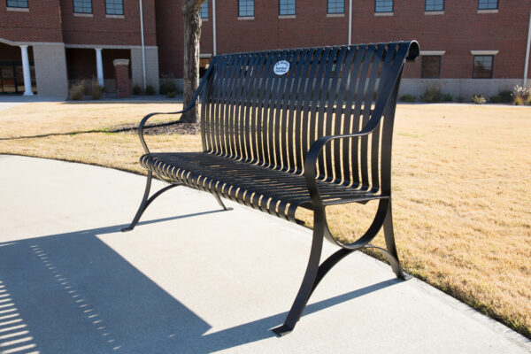a bench sits unoccupied